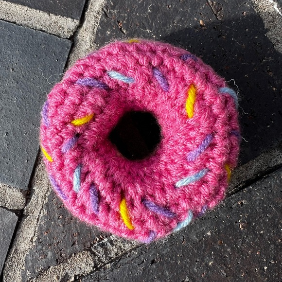 Hand Crocheted Pink Donut with Sprinkles Simpsons Inspired Plushie! - Picture 6 of 9